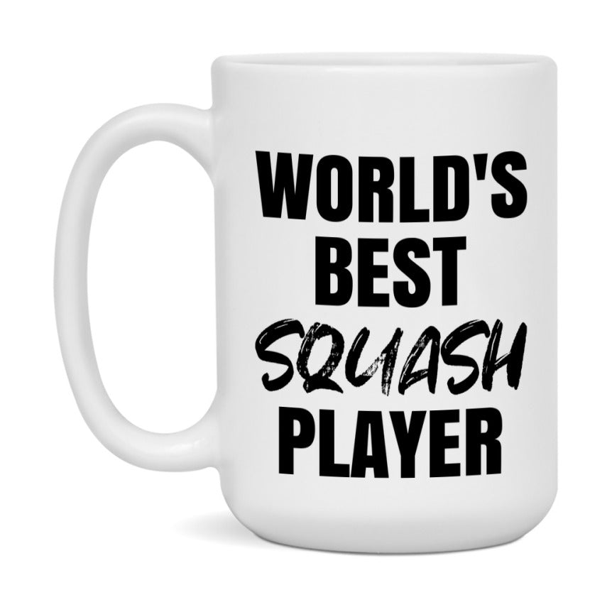 World's Best Squash Player Mug, Double-Sided 11Oz Or 15Oz Coffee Cup