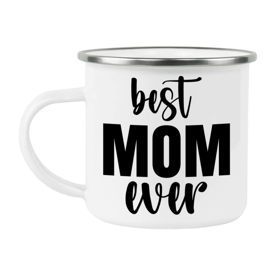 Best Mom Ever Mug, Mother’s Day Gift, 12Oz Enamel White Stainless Steel Camping Mug
