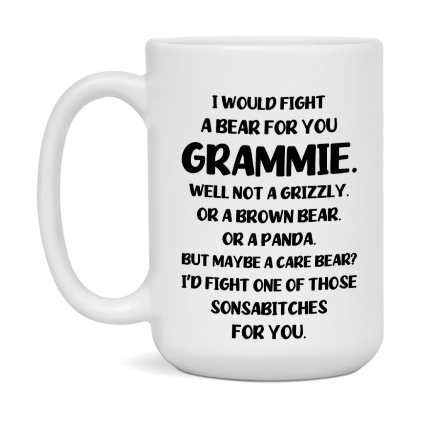 Funny Mug For Grammie, I Would Fight A Bear For You Grammie, Double-Sided 11Oz Or 15Oz Ceramic Coffee Cup