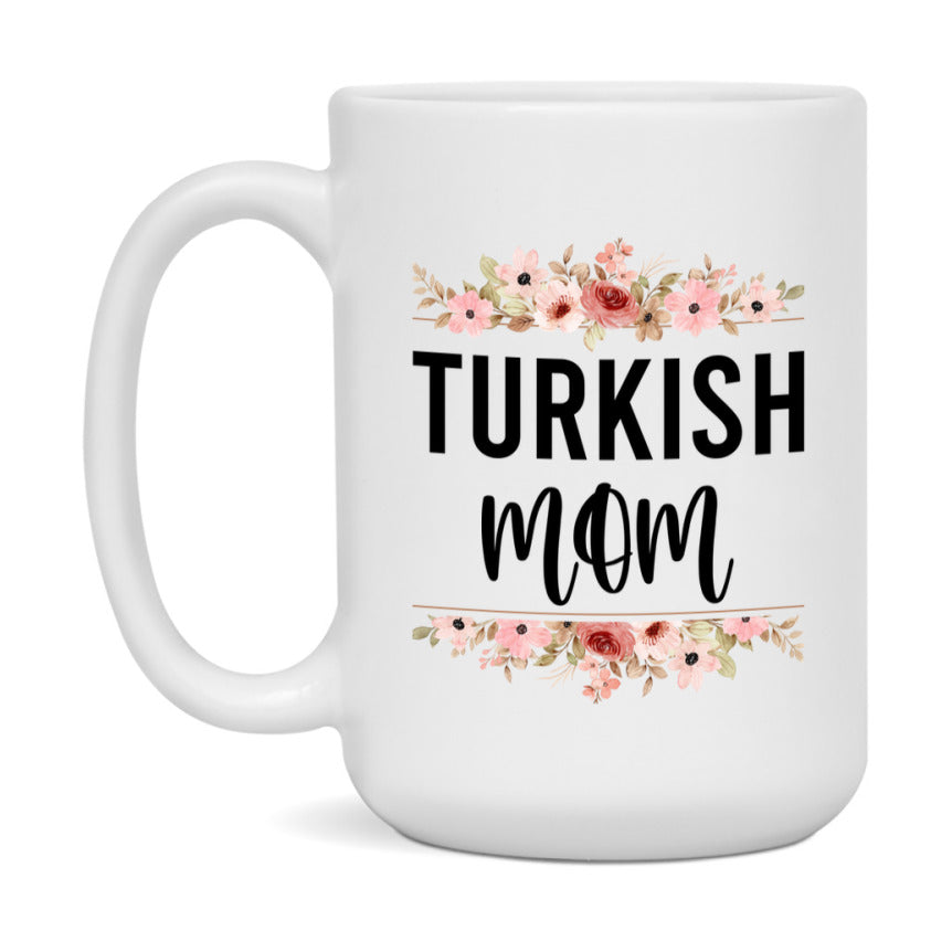 Turkish Cat Mom Mug, Floral Cat Mug For Mom, 11Oz Or 15Oz Coffee Cup