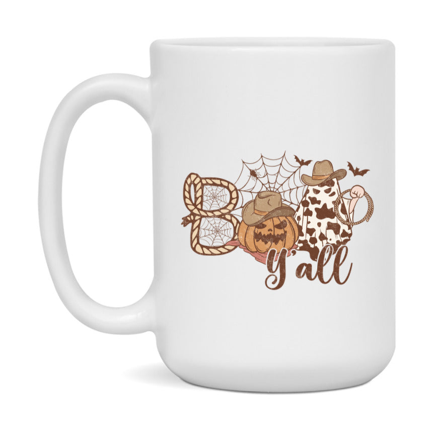 Western Halloween Mug, Cute Retro Western Halloween Coffee Cup, 11Oz Or 15Oz White Ceramic Mug