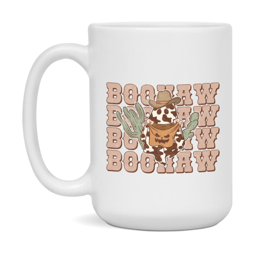 Western Halloween Mug, Cute Retro Western Halloween Coffee Cup, 11Oz Or 15Oz White Ceramic Mug