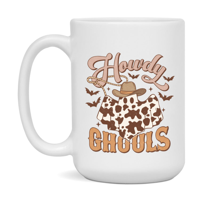 Western Halloween Mug, Cute Retro Western Halloween Coffee Cup, 11Oz Or 15Oz White Ceramic Mug