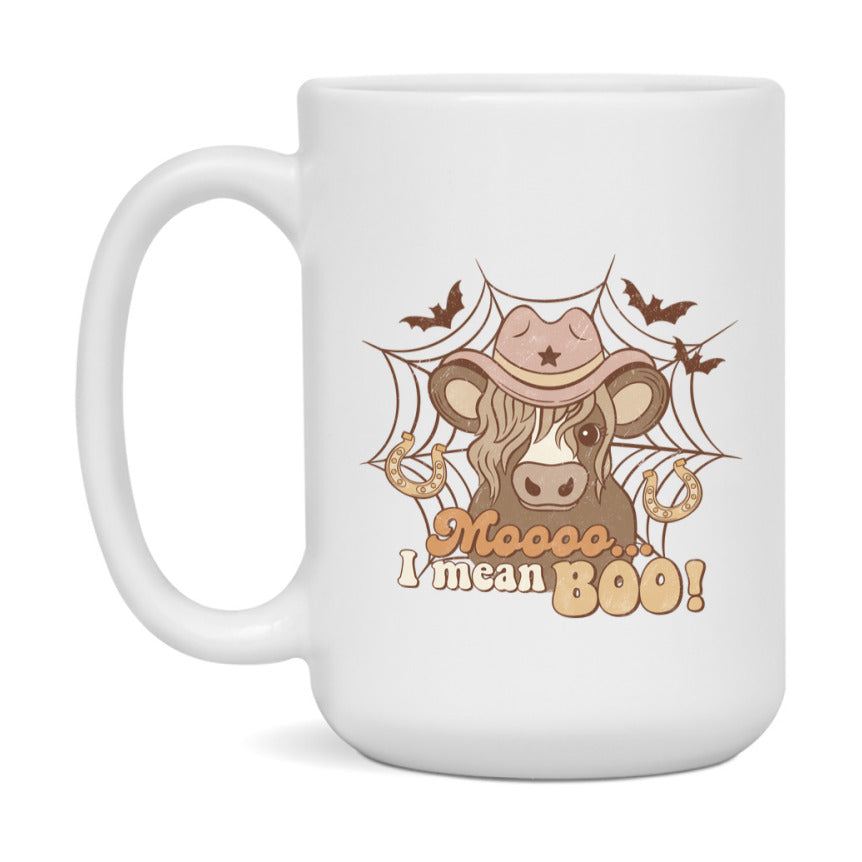 Western Halloween Mug, Cute Retro Western Halloween Coffee Cup, 11Oz Or 15Oz White Ceramic Mug