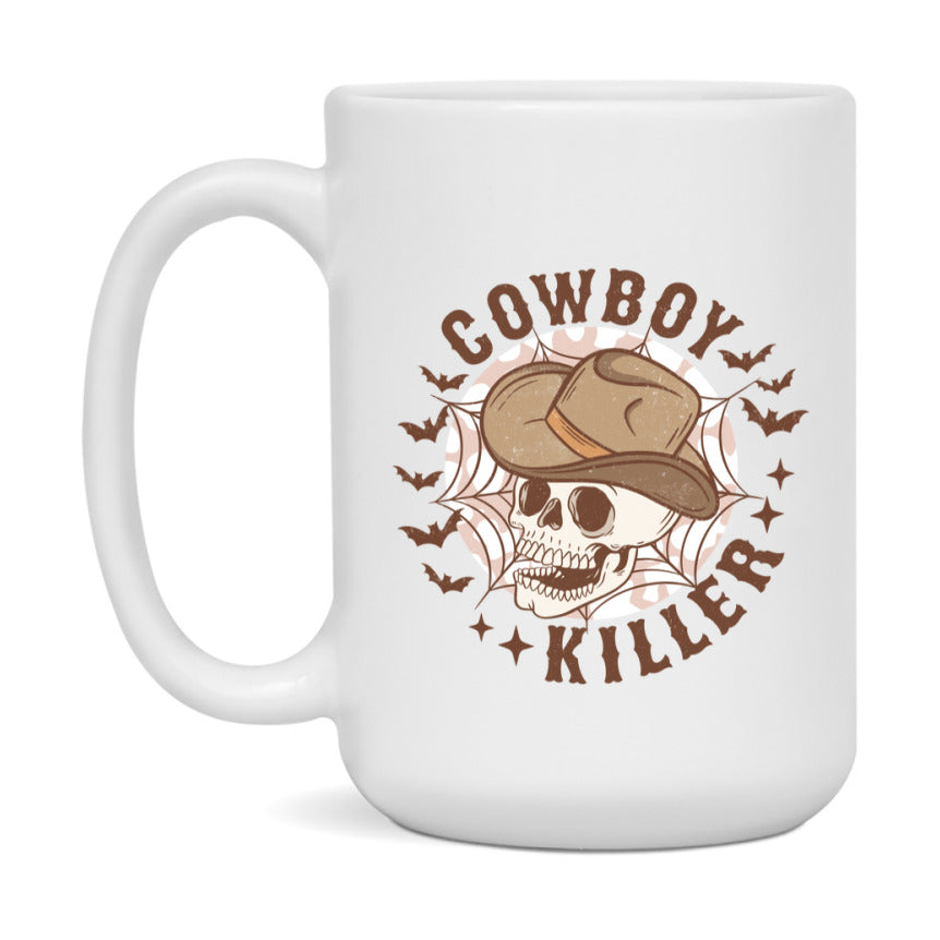 Western Halloween Mug, Cute Retro Western Halloween Coffee Cup, 11Oz Or 15Oz White Ceramic Mug