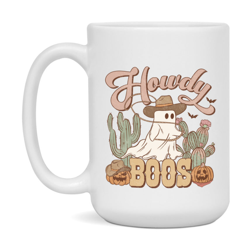 Western Halloween Mug, Cute Retro Western Halloween Coffee Cup, 11Oz Or 15Oz White Ceramic Mug