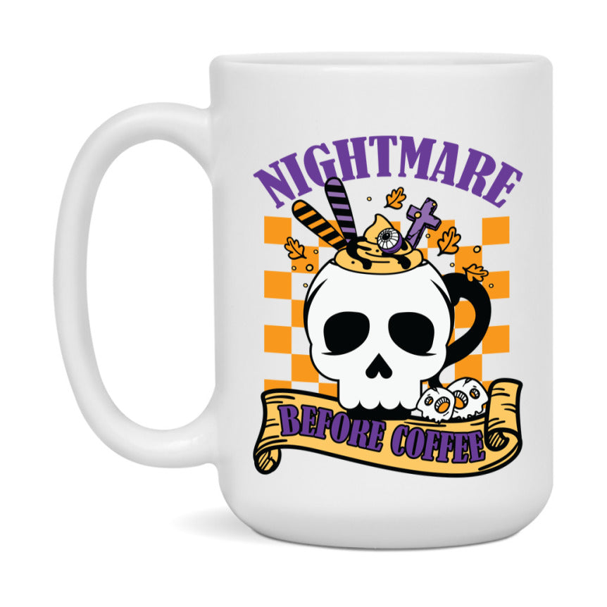 Funny Halloween Coffee Mug, White Ceramic Halloween Coffee Cup 11Oz Or 15Oz