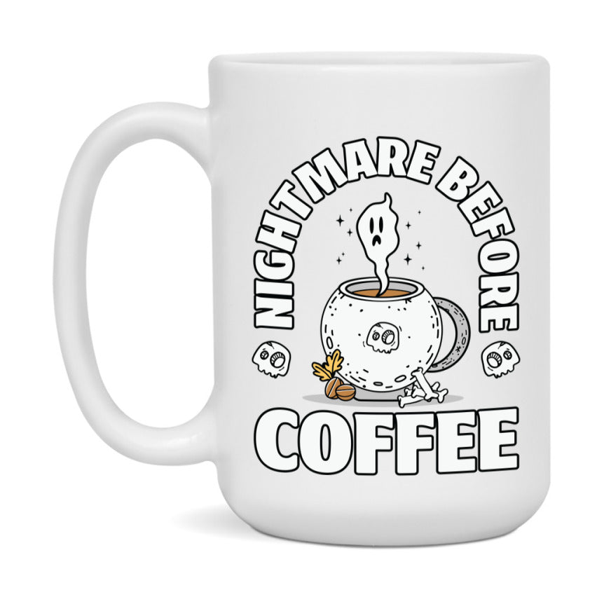 Funny Halloween Coffee Mug, White Ceramic Halloween Coffee Cup 11Oz Or 15Oz