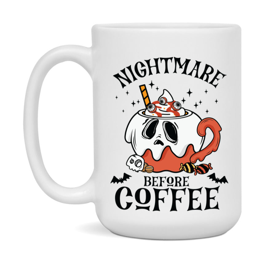 Funny Halloween Coffee Mug, White Ceramic Halloween Coffee Cup 11Oz Or 15Oz
