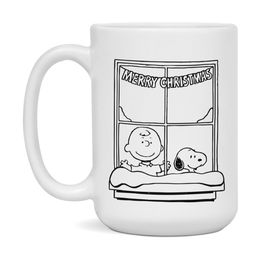 Peanuts Gang Christmas Mug, Snoopy Charlie Brown Holiday Coffee Cup, Ceramic Christmas Mug 11Oz Or 15Oz