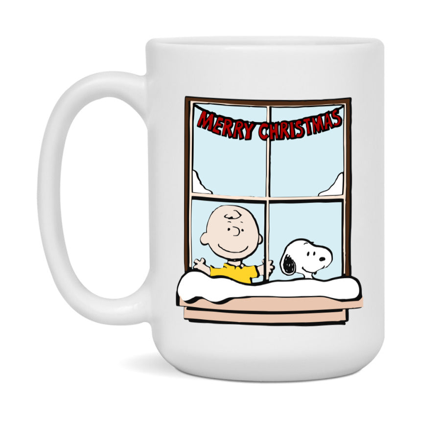 Peanuts Gang Christmas Mug, Snoopy Charlie Brown Holiday Coffee Cup, Ceramic Christmas Mug 11Oz Or 15Oz