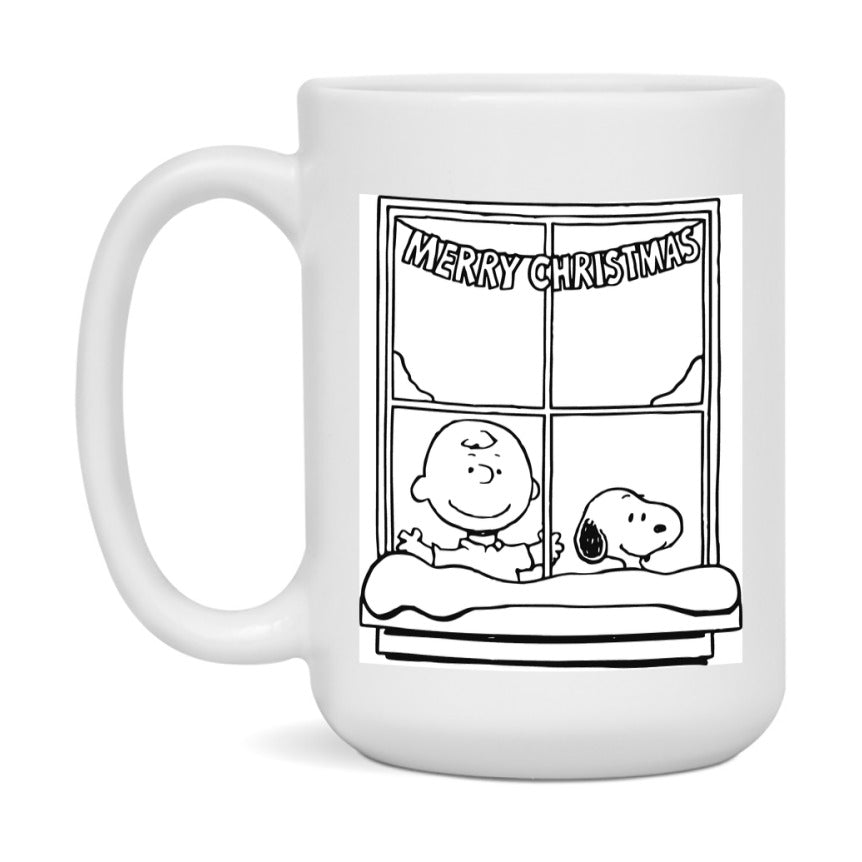 Peanuts Gang Christmas Mug, Snoopy Charlie Brown Holiday Coffee Cup, Ceramic Christmas Mug 11Oz Or 15Oz