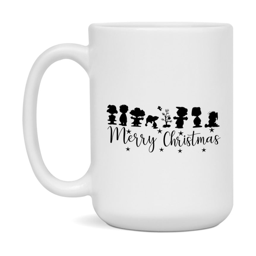 Peanuts Gang Christmas Mug, Snoopy Charlie Brown Holiday Coffee Cup, Ceramic Christmas Mug 11Oz Or 15Oz