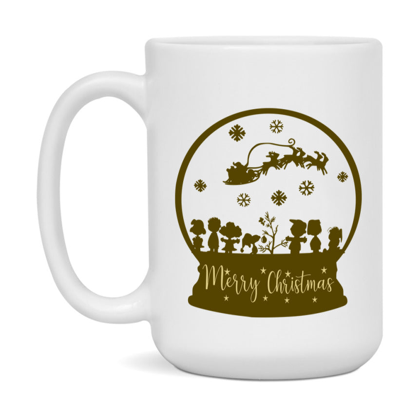 Peanuts Gang Christmas Mug, Snoopy Charlie Brown Holiday Coffee Cup, Ceramic Christmas Mug 11Oz Or 15Oz