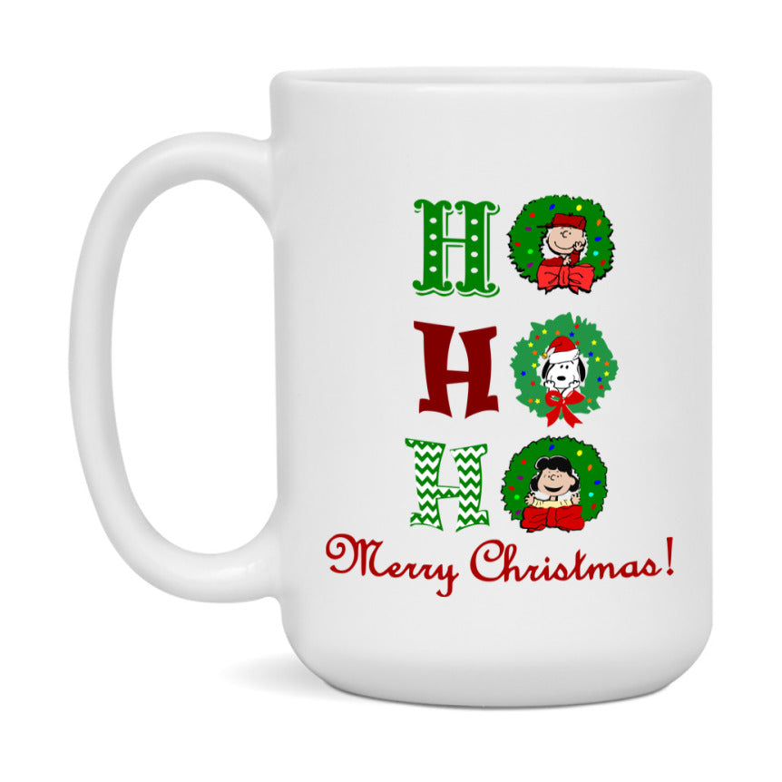 Peanuts Gang Christmas Mug, Snoopy Charlie Brown Holiday Coffee Cup, Ceramic Christmas Mug 11Oz Or 15Oz