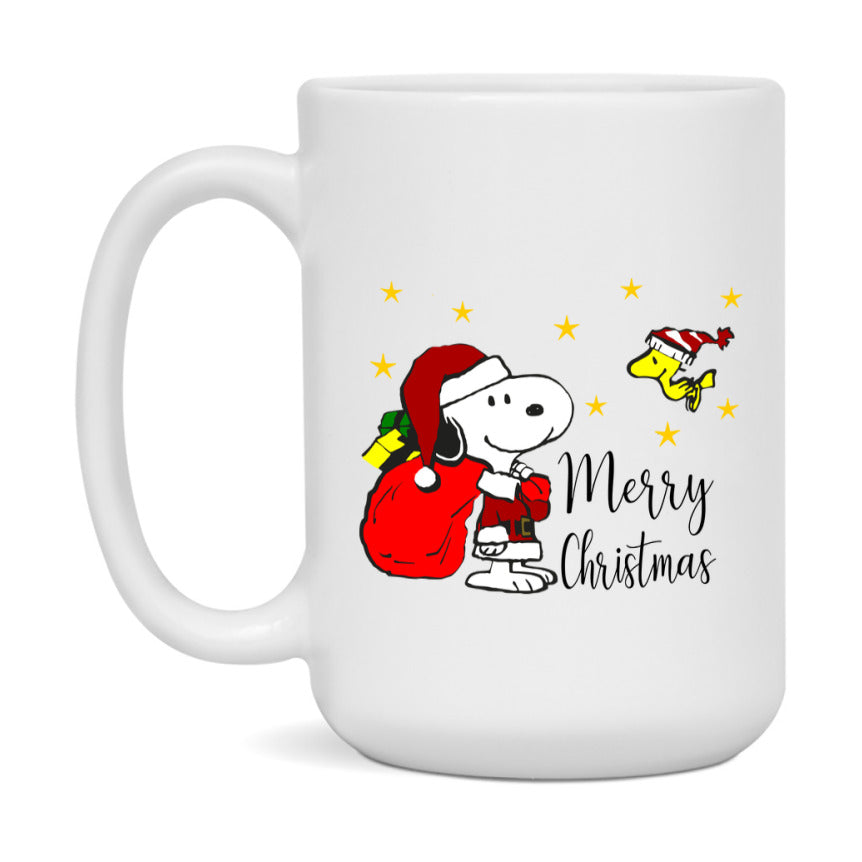 Peanuts Gang Christmas Mug, Snoopy Charlie Brown Holiday Coffee Cup, Ceramic Christmas Mug 11Oz Or 15Oz