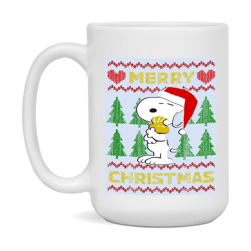 Peanuts Gang Christmas Mug, Snoopy Charlie Brown Holiday Coffee Cup, Ceramic Christmas Mug 11Oz Or 15Oz