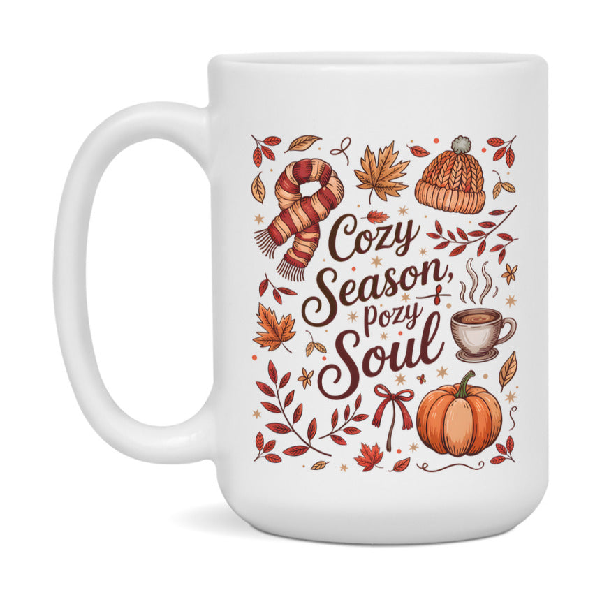 In Love With Fall Coffee Mug, Cozy Cute Autumn Coffee Cup, 11Oz Or 15Oz White Ceramic Mug