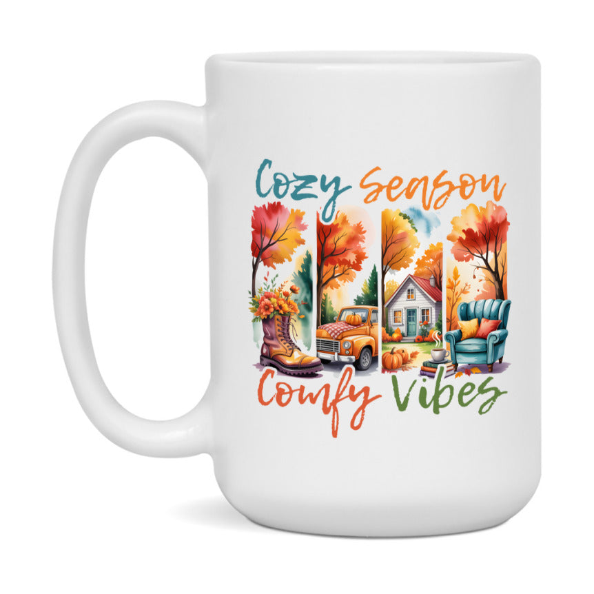 In Love With Fall Coffee Mug, Cozy Cute Autumn Coffee Cup, 11Oz Or 15Oz White Ceramic Mug