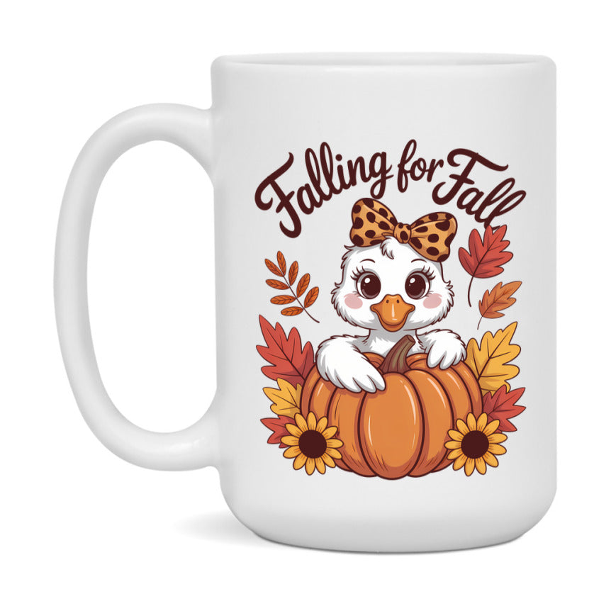 In Love With Fall Coffee Mug, Cozy Cute Autumn Coffee Cup, 11Oz Or 15Oz White Ceramic Mug