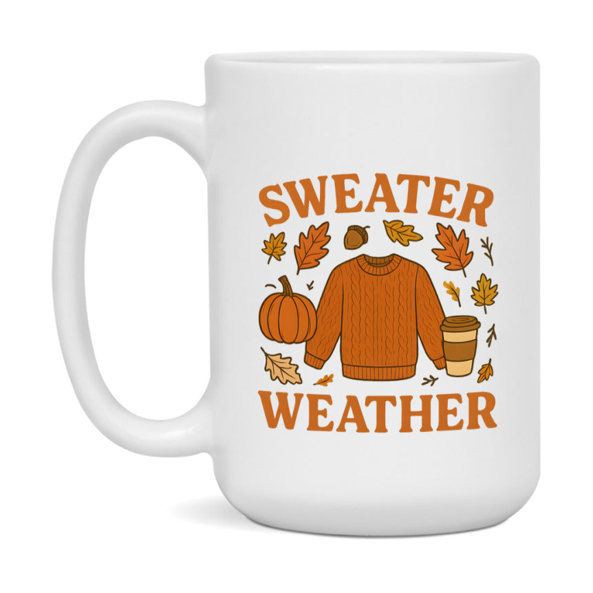 In Love With Fall Coffee Mug, Cozy Cute Autumn Coffee Cup, 11Oz Or 15Oz White Ceramic Mug