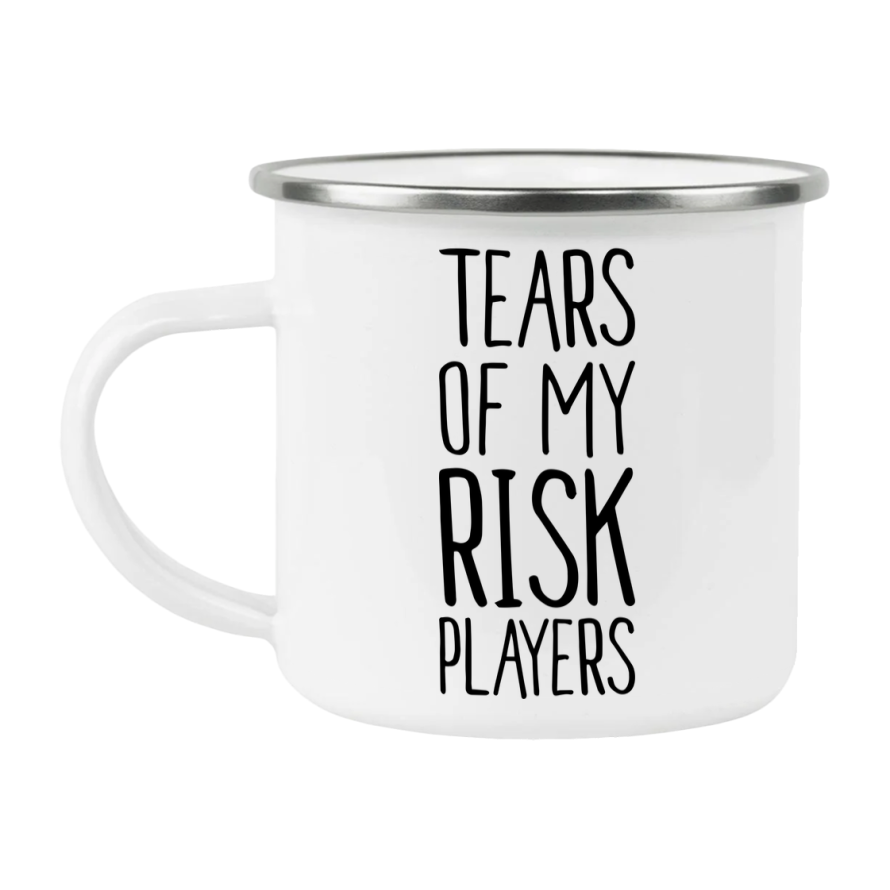 Tears Of My Risk Players Mug, Quirky Game Night 12Oz Enamel Camping Cup