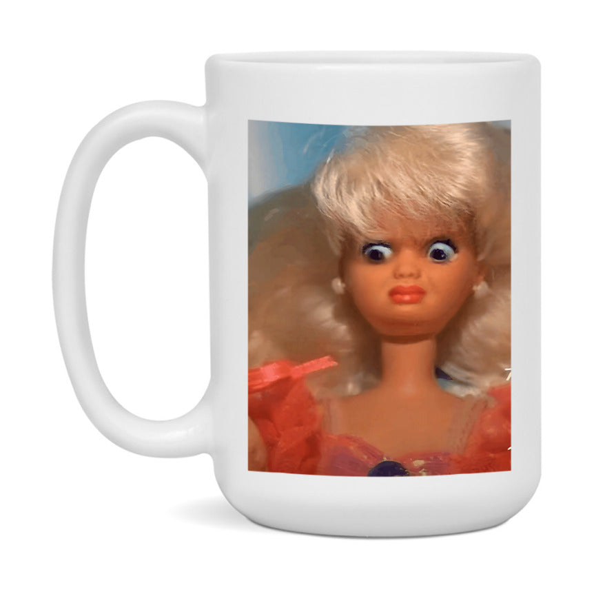 Disgusted Doll Face Mug, Funny Doll Face Meme Coffee Cup