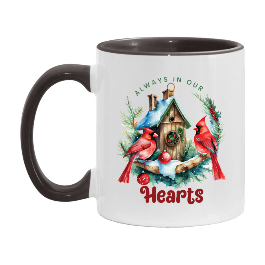 Red Cardinal Mug – Northern Red Cardinal Christmas Mug with Heartfelt Message, 11oz or 15oz White Ceramic Coffee Cup