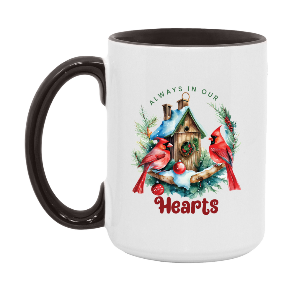 Red Cardinal Mug – Northern Red Cardinal Christmas Mug with Heartfelt Message, 11oz or 15oz White Ceramic Coffee Cup