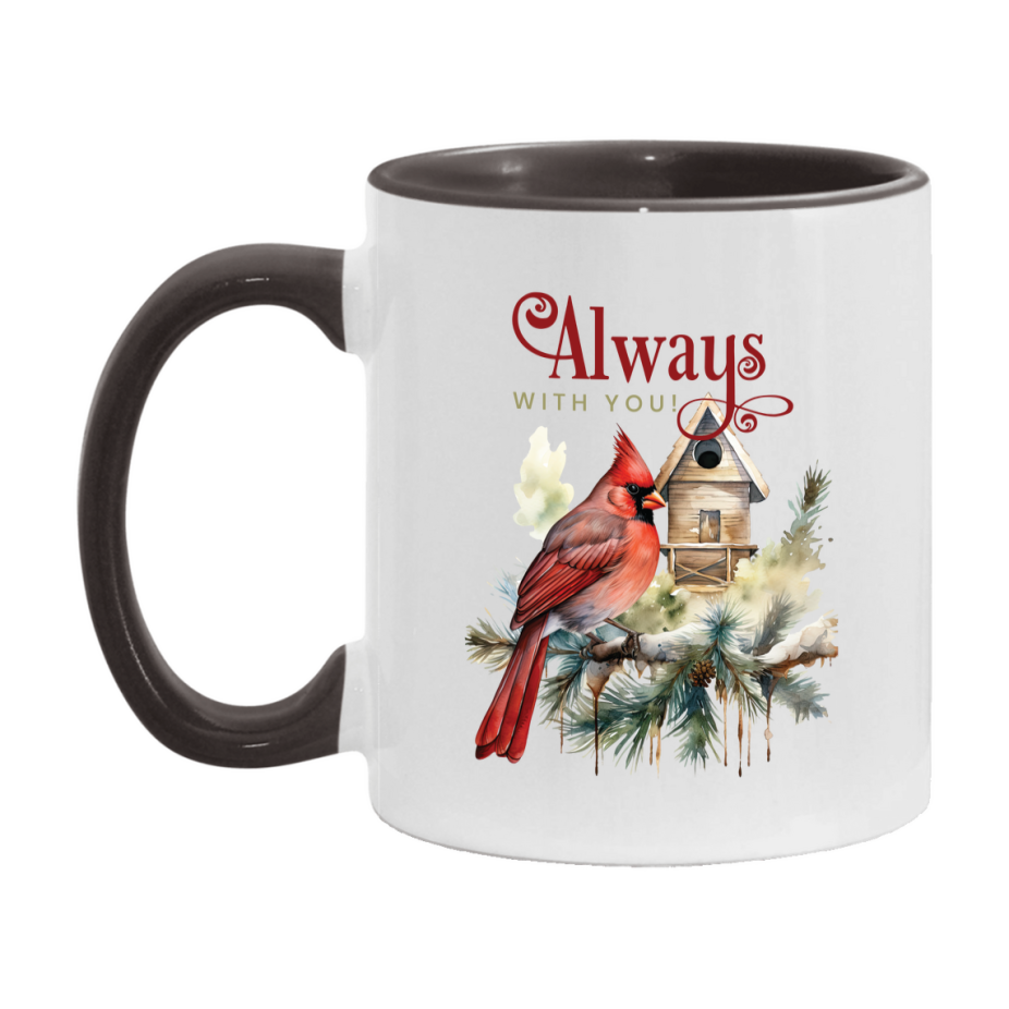 Red Cardinal Mug – Northern Red Cardinal Christmas Mug with Heartfelt Message, 11oz or 15oz White Ceramic Coffee Cup