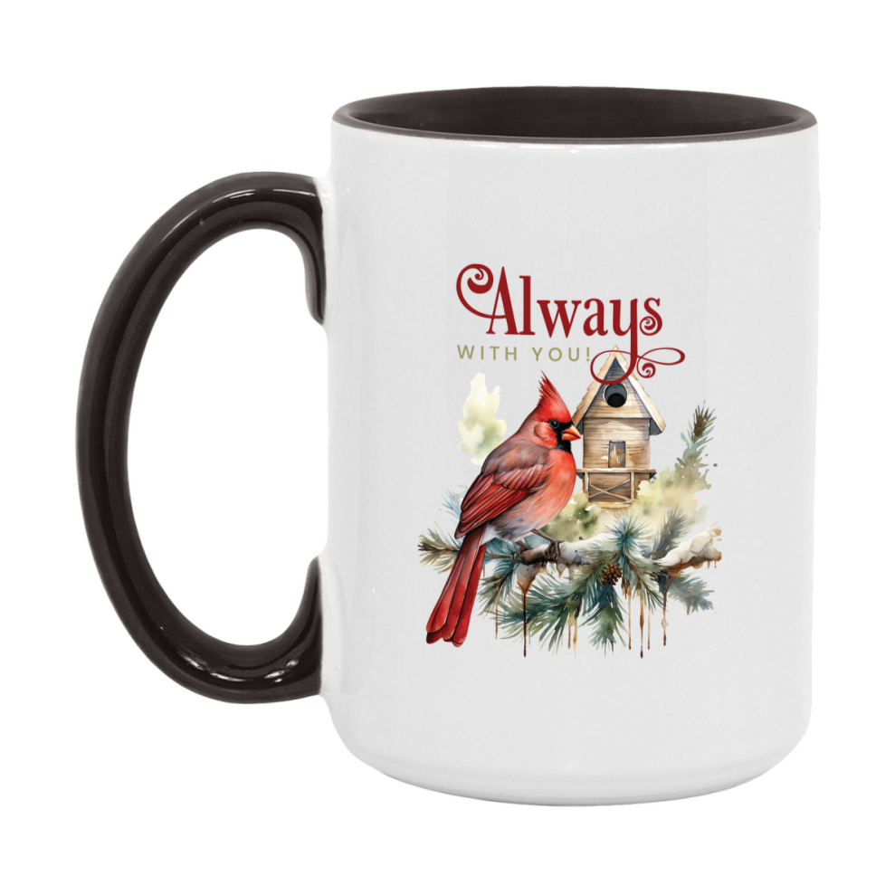 Red Cardinal Mug – Northern Red Cardinal Christmas Mug with Heartfelt Message, 11oz or 15oz White Ceramic Coffee Cup