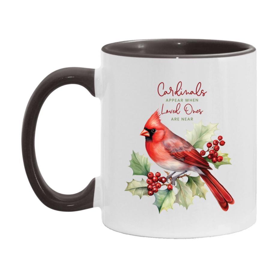 Red Cardinal Mug – Northern Red Cardinal Christmas Mug with Heartfelt Message, 11oz or 15oz White Ceramic Coffee Cup