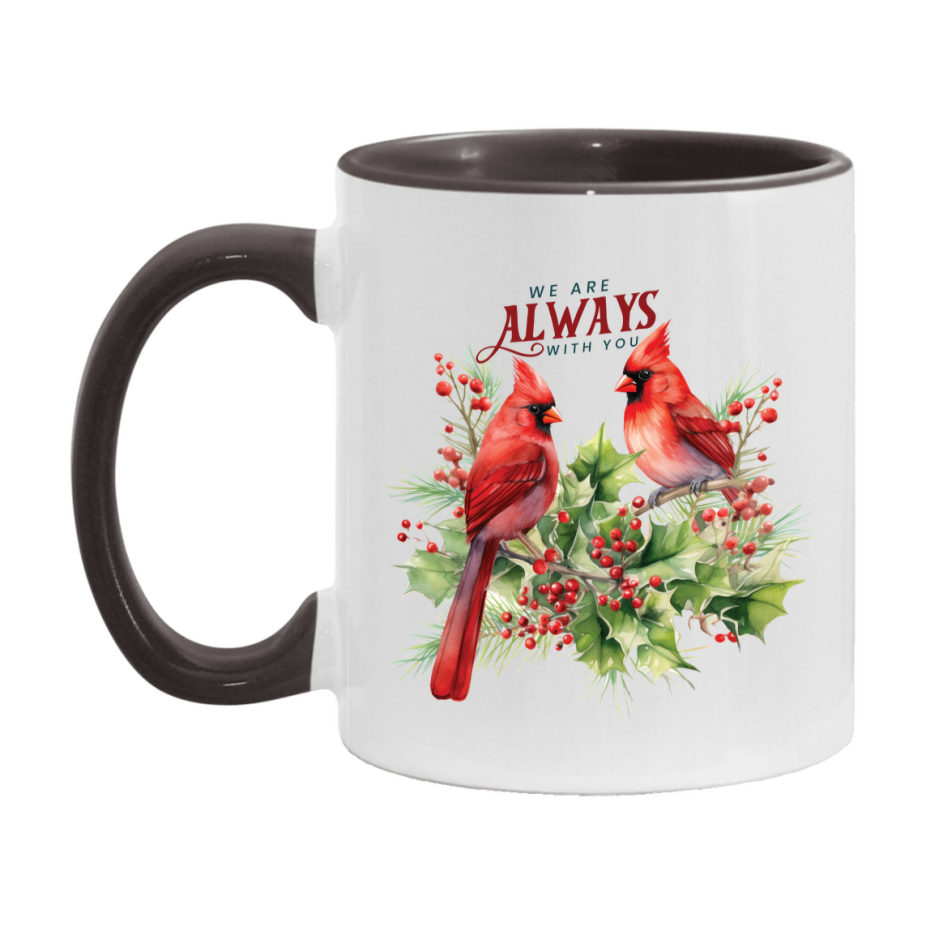 Red Cardinal Mug – Northern Red Cardinal Christmas Mug with Heartfelt Message, 11oz or 15oz White Ceramic Coffee Cup