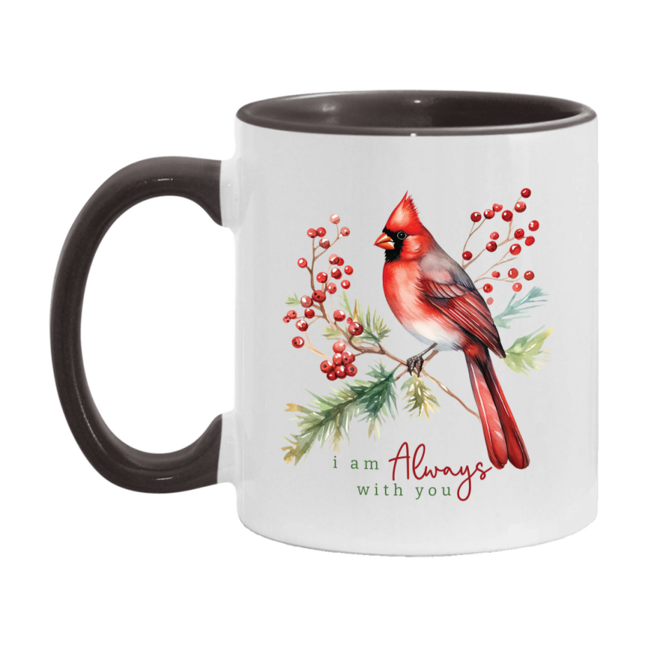 Red Cardinal Mug – Northern Red Cardinal Christmas Mug with Heartfelt Message, 11oz or 15oz White Ceramic Coffee Cup