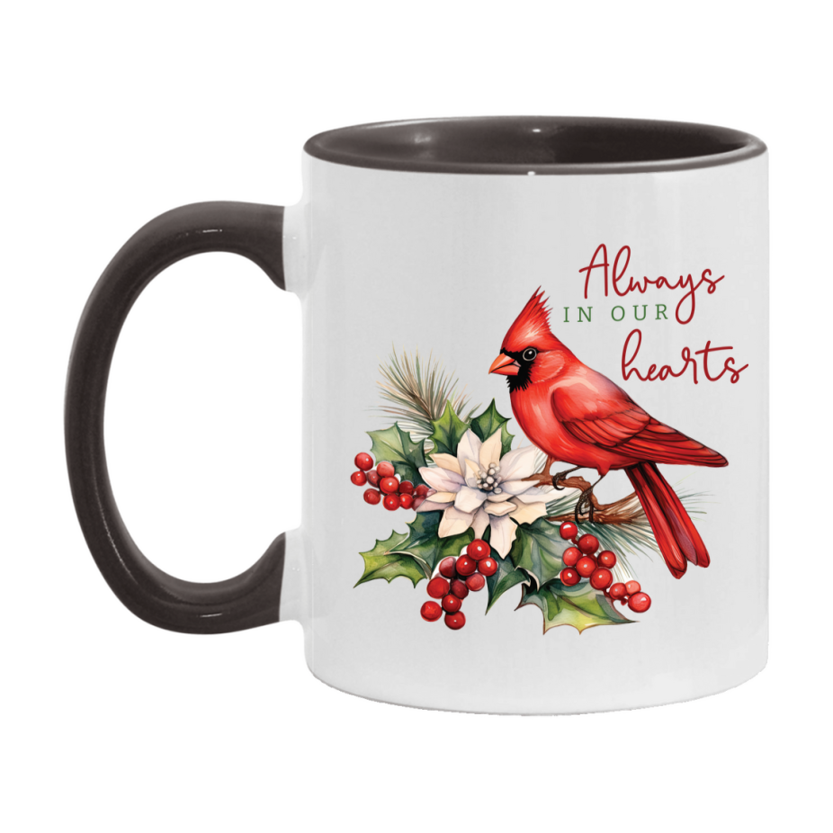 Red Cardinal Mug – Northern Red Cardinal Christmas Mug with Heartfelt Message, 11oz or 15oz White Ceramic Coffee Cup