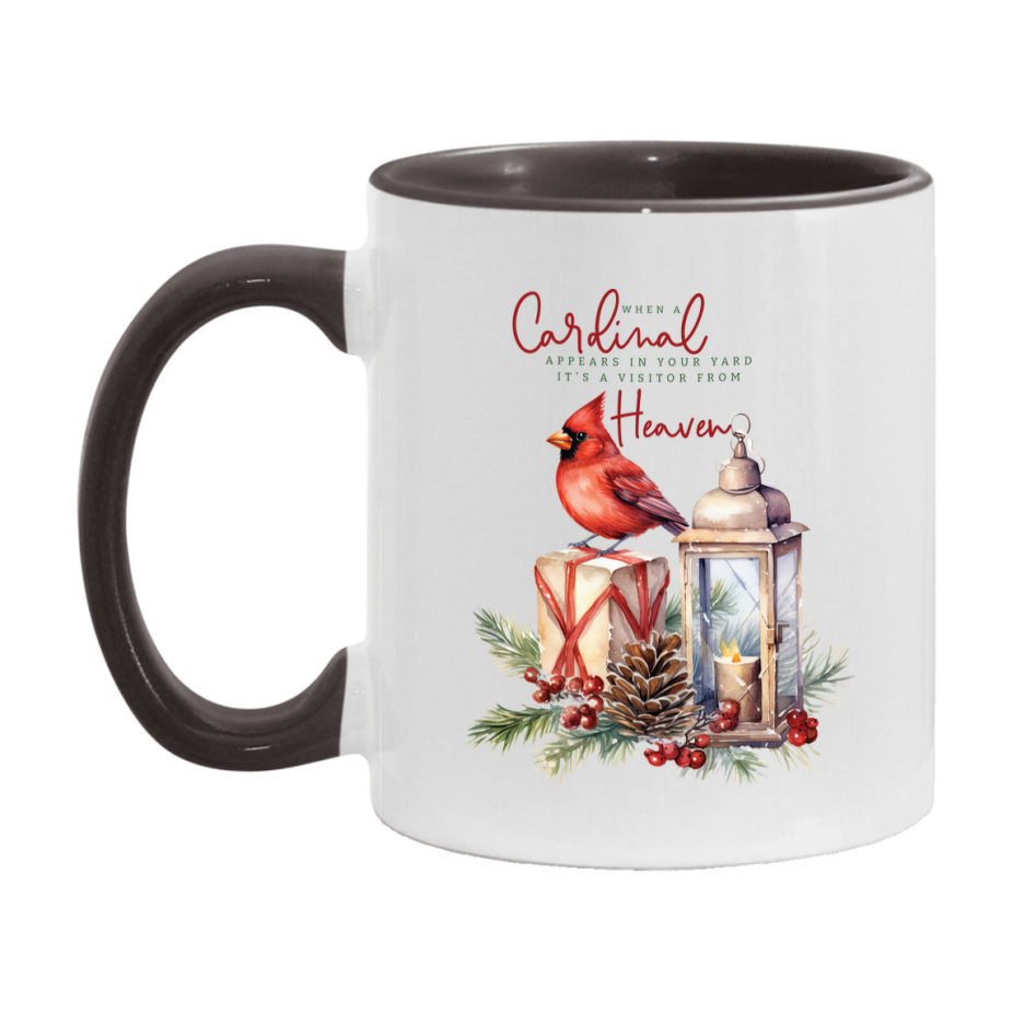Red Cardinal Mug – Northern Red Cardinal Christmas Mug with Heartfelt Message, 11oz or 15oz White Ceramic Coffee Cup