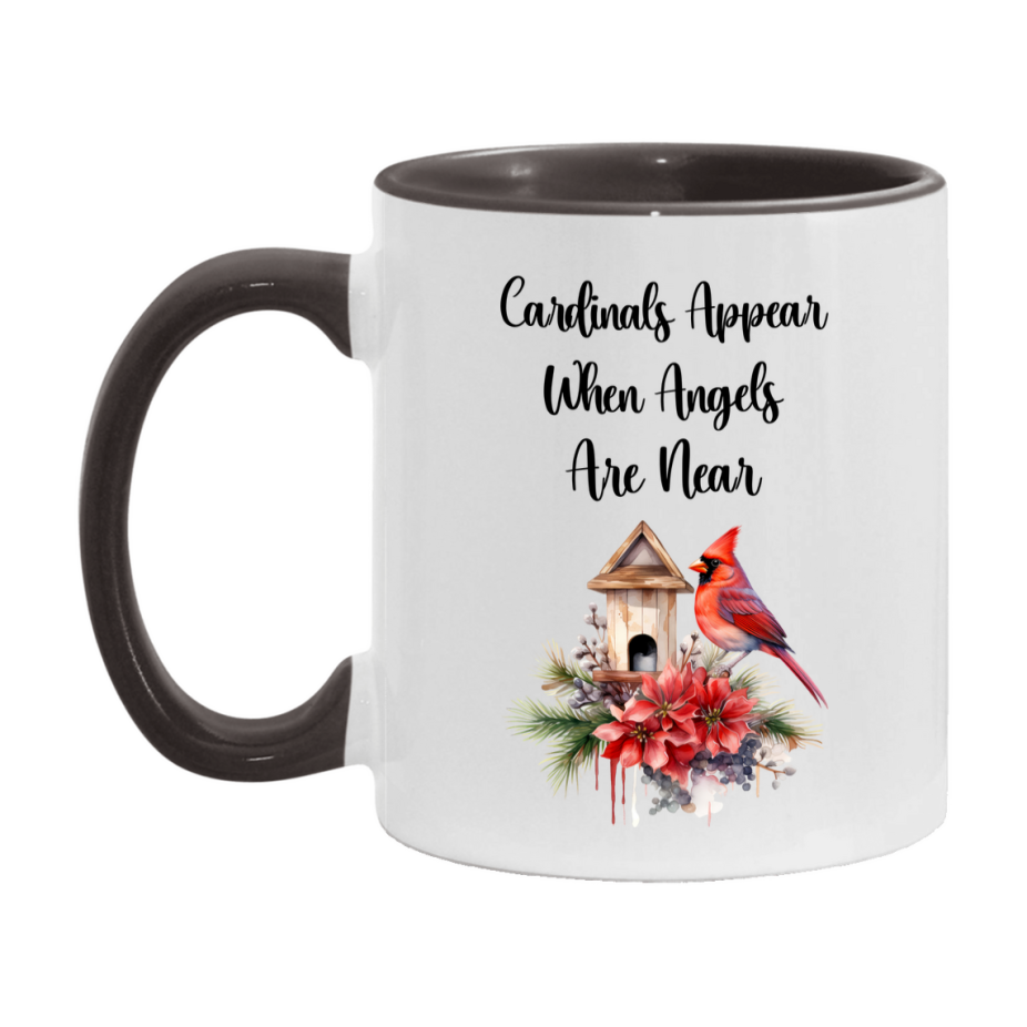 Red Cardinal Mug – "Cardinals Appear When Angels Are Near," 11oz or 15oz Ceramic Christmas Coffee Mug Gift for Cardinal Lovers