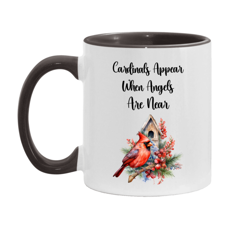 Red Cardinal Mug – "Cardinals Appear When Angels Are Near," 11oz or 15oz Ceramic Christmas Coffee Mug Gift for Cardinal Lovers