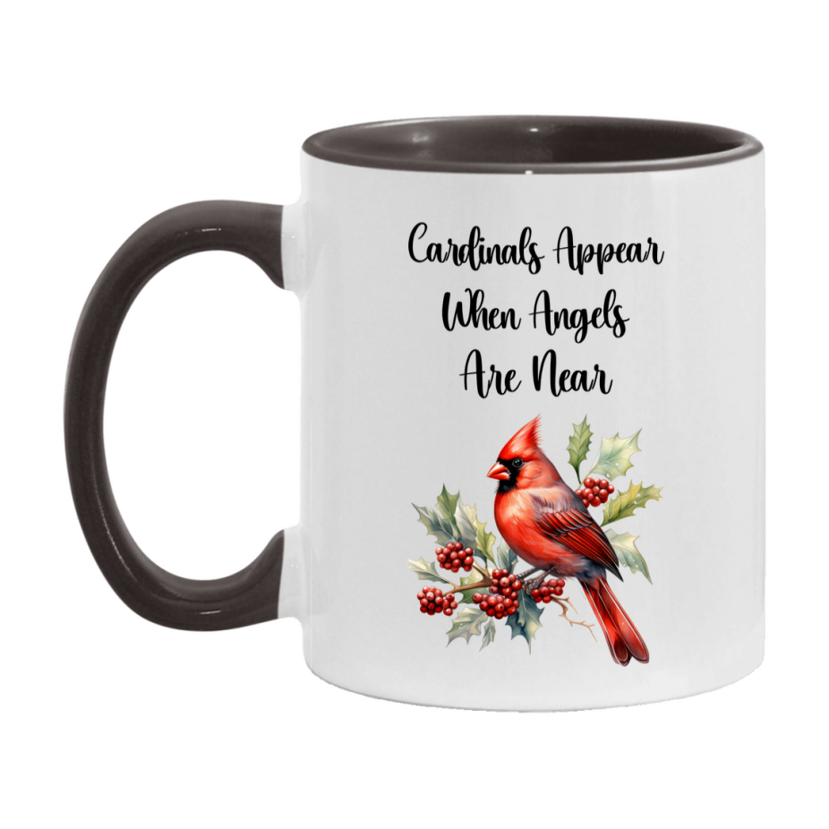 Red Cardinal Mug – "Cardinals Appear When Angels Are Near," 11oz or 15oz Ceramic Christmas Coffee Mug Gift for Cardinal Lovers