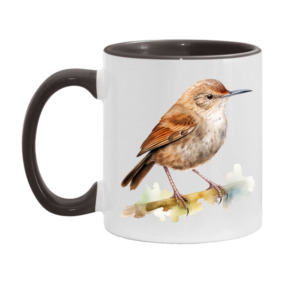 Bird Watching Mug, House Wren Song Bird Mug, 11oz or 15oz White Ceramic Coffee Mug Gift for Bird Watchers