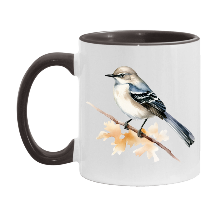 Bird Watching Mug, Mockingbird Song Bird Mug, 11oz or 15oz White Ceramic Coffee Mug Gift for Bird Watchers