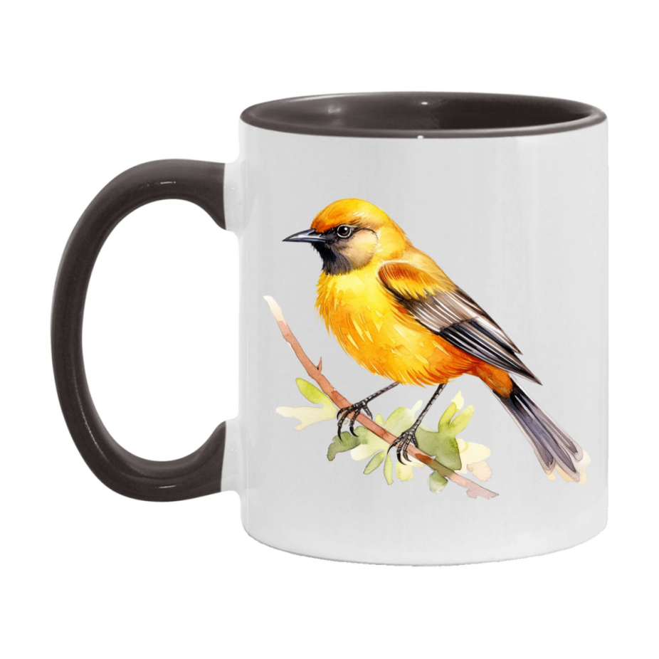 Bird Watching Mug, Orchard Oriole Song Bird Mug, 11oz or 15oz White Ceramic Coffee Mug Gift for Bird Watchers