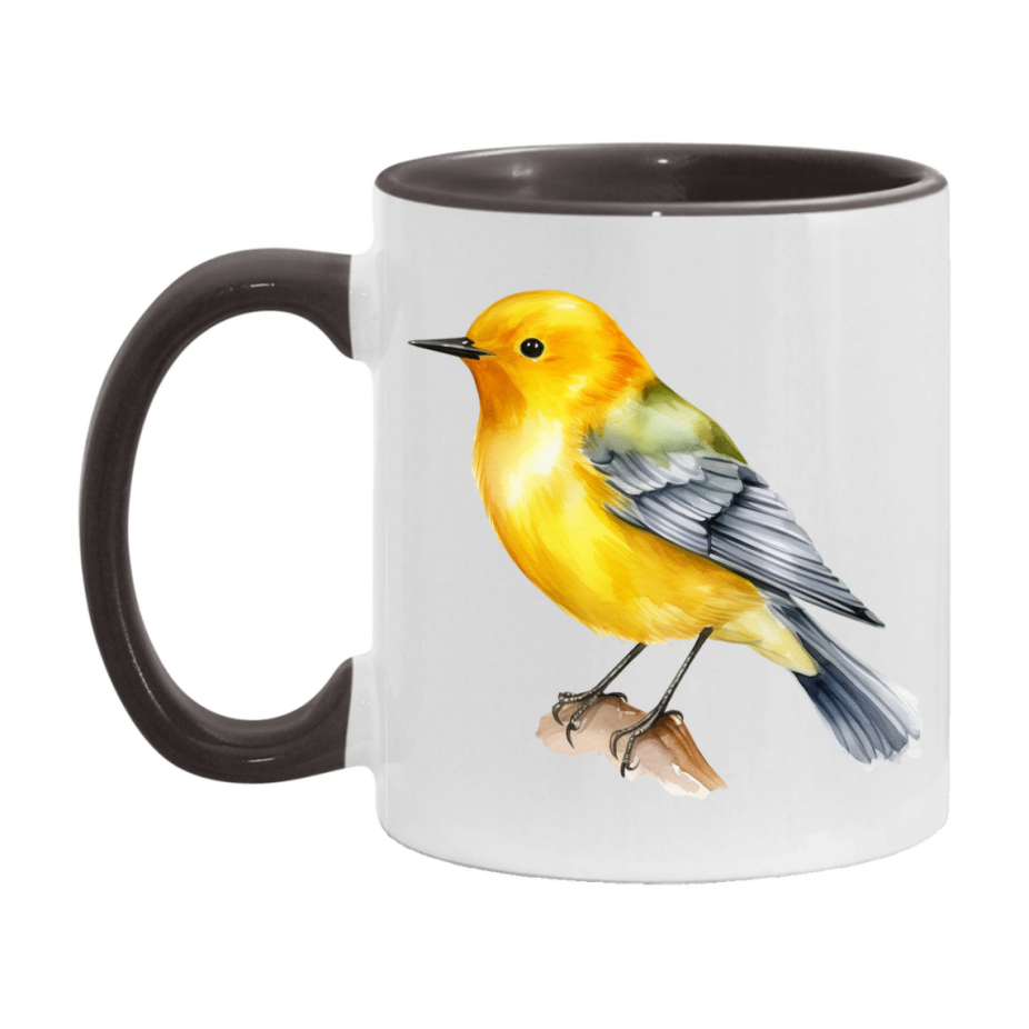 Bird Watching Mug, Prothonotary Warbler Song Bird Mug, 11oz or 15oz White Ceramic Coffee Mug Gift for Bird Watchers