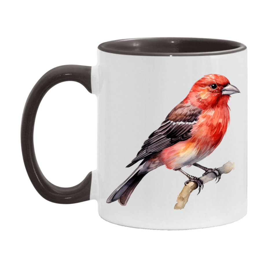 Bird Watching Mug, Red Crossbill Song Bird Mug, 11oz or 15oz White Ceramic Coffee Mug Gift for Bird Watchers