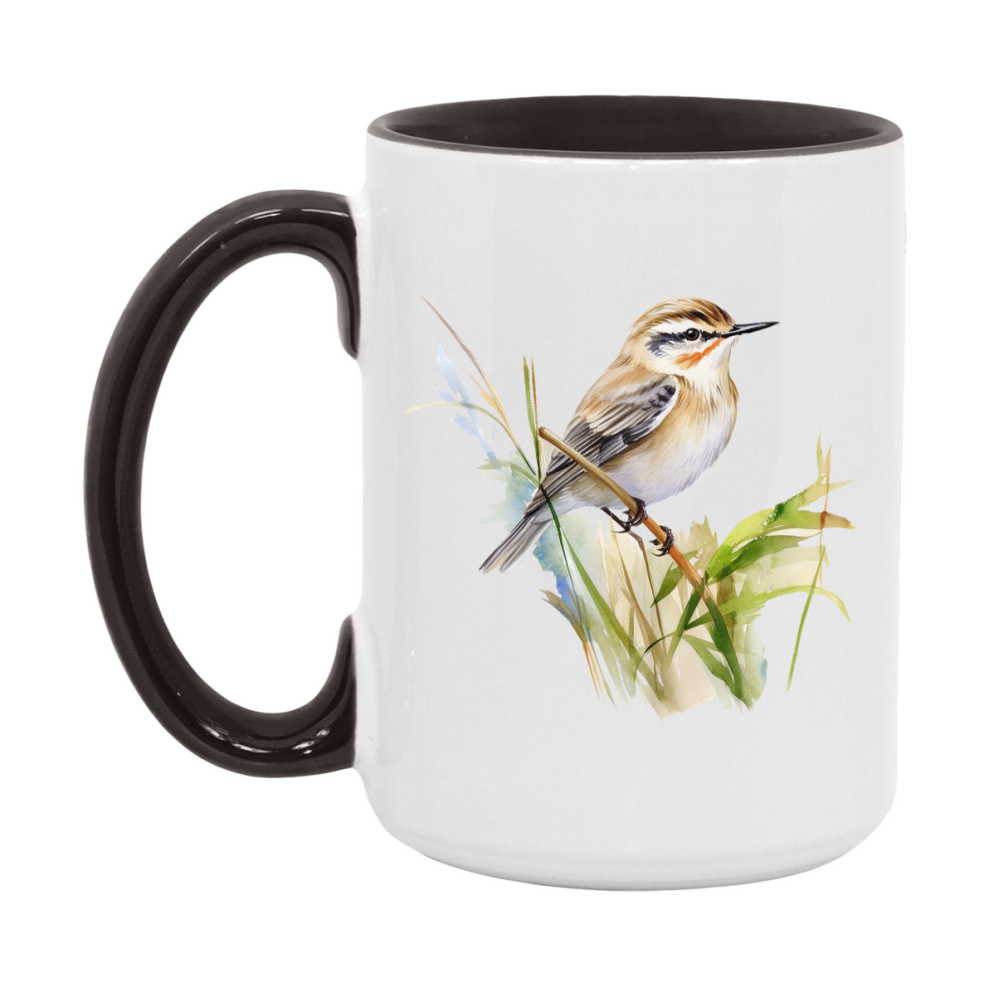 Bird Watching Mug, Sedge Warbler Song Bird Mug, 11oz or 15oz White Ceramic Coffee Mug Gift for Bird Watchers