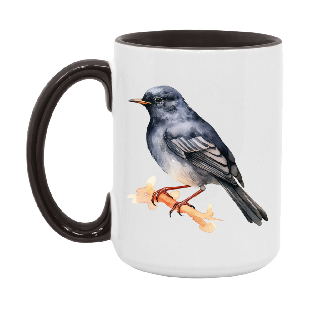 Bird Watching Mug, Slaty Backed Nightingale Thrush Song Bird Mug, 11oz or 15oz White Ceramic Coffee Mug Gift for Bird Watchers