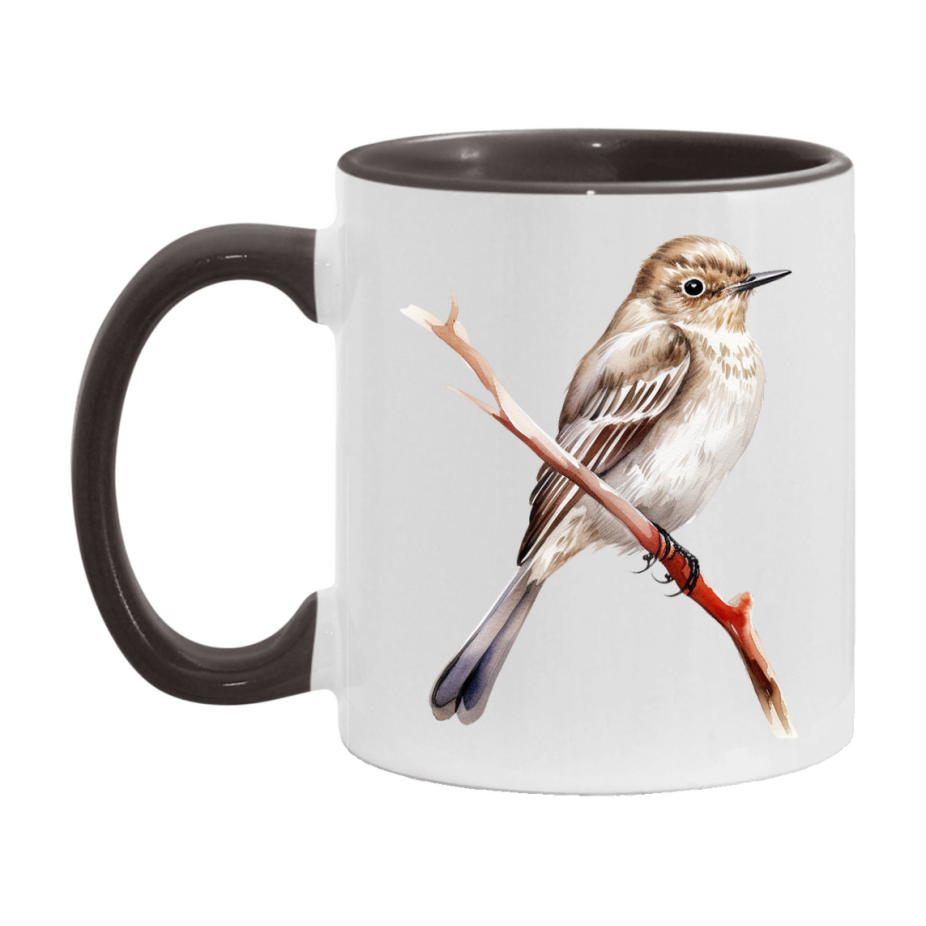 Bird Watching Mug, Spotted Flycatcher Song Bird Mug, 11oz or 15oz White Ceramic Coffee Mug Gift for Bird Watchers