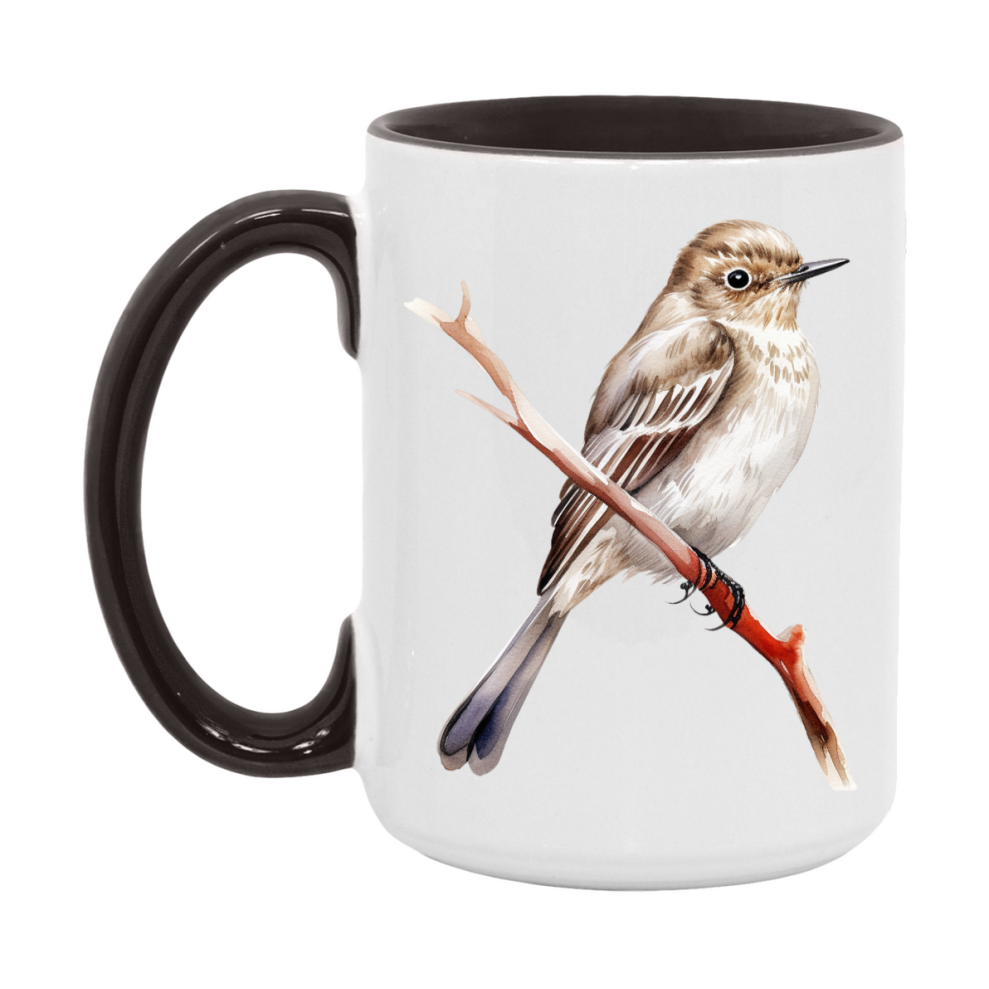 Bird Watching Mug, Spotted Flycatcher Song Bird Mug, 11oz or 15oz White Ceramic Coffee Mug Gift for Bird Watchers