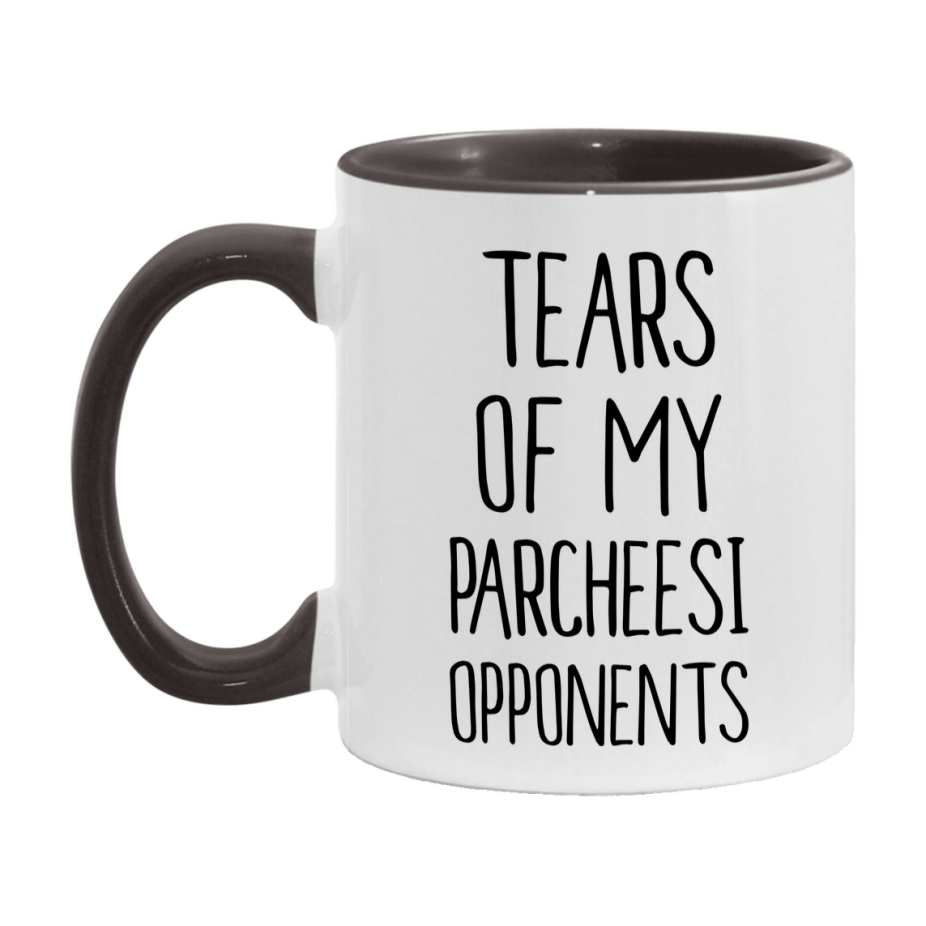 Funny Board Game Mug, Tears of My Parcheesi Opponents, 11oz or 15oz Ceramic White Coffee Cup