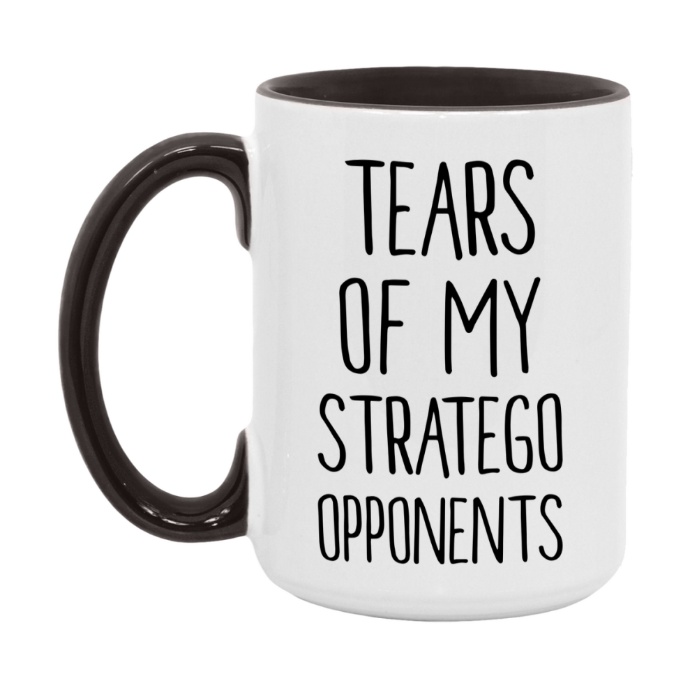 Funny Board Game Mug, Tears of My Stratego Opponents, 11oz or 15oz Ceramic White Coffee Cup